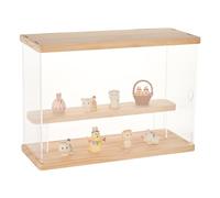 FINGERINSPIRE Vetrina in acrilico a 2 strati da 32 cm, protezione antipolvere con ripiani in acrilico trasparente con base in legno massello e top in acrilico, espositore per figure da collezione