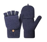 Fingerless Gloves - Thermal Cold Weather Mittens, Winter Knitted Convertible Gear, Top Touchscreen Design, Flessibile Sport Handwear, Athletic Apparel, Grey Wool Protectors For Cycling Running