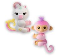 Fingerlings Interactive Baby Monkey and Unicorn - Pacchetto di 2 - Lulu & Harmony - 70+ suoni e reazioni che il cuore si illumina reagisce al tatto (