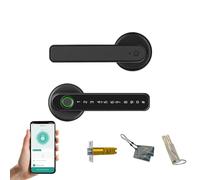 Fingerprint Door Lock, 5 in 1 Smart Door Knob with Smart APP Fingerprint IC Cards Password Backup Keys Fingerprint Door Knob with Keypad for Bedroom, Office, Apartment