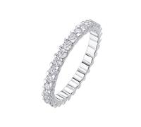Fingerring Damen Breit, Knuckle Ring Reihe Von 2 mm Runden Moissanitringen Silber 9K Weiße gold Größe 50 (15.9)