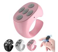 Fingertip Wireless Bluetooth Remote Control for iPhone, Scrolling Ring for Phone Camera, Smart Clicker Fingertips, Finger Tip Controller, Rechargeable Keyboard Hand App Page Turner(1*Pink)