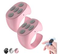 Fingertip Wireless Bluetooth Remote Control for iPhone, Scrolling Ring for Phone Camera, Smart Clicker Fingertips, Finger Tip Controller, Rechargeable Keyboard Hand App Page Turner(2*Pink)