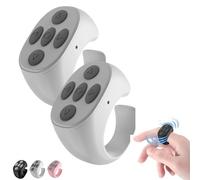 Fingertip Wireless Bluetooth Remote Control for iPhone, Scrolling Ring for Phone Camera, Smart Clicker Fingertips, Finger Tip Controller, Rechargeable Keyboard Hand App Page Turner(2*White)