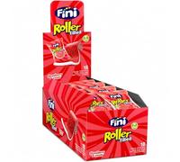 Fini - Roller Riempimento Fragola Liquirizia | Lingua Arrotolata con Zucchero e Riempimento | Gominola in Confezione da 18 pezzi | Gusto Fragola.