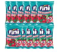 Fini Fragola Selvatica Caramelle Gommose Wild Strawberries - 12 buste da 90g - Senza Glutine - No Gluten - No Fat