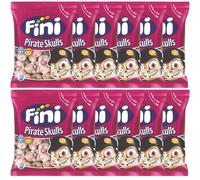 Fini Pirate Skulls, Caramelle Gommose a Forma di Teschio, Senza Grassi, Senza Glutine 90 gr [12 Buste, tot 1080 gr]