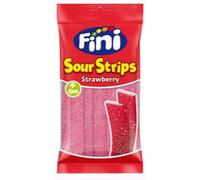 Fini Sour Strips Strawberry, Caramelle Gommose alla Fragola a Forma di Lingua, 125 g, Confezione da 3
