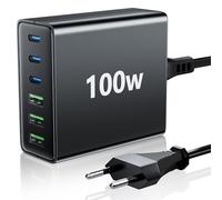 FINIBO Caricatore USB C multiplo: 100 W 6 porte con USB-C e A, caricatore portatile da parete per iPad e smartphone