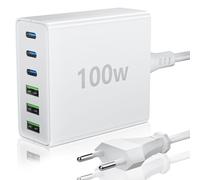 FINIBO Caricatore USB C multiplo: 100 W 6 porte con USB-C e USB-A, portatile USB C Wall Charger per MacBook, iPad e smartphone