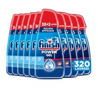 Finish Power Gel, Detersivo per Lavastoviglie Liquido, 320 lavaggi, 10 confezioni da 30+2 lavaggi, Protezione, Pulizia Efficace, Azione Sgrassante