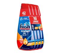 Finish Powergel, Gel Detersivo per Lavastoviglie Liquido,168 Lavaggi, 4 confezioni da 42 Lavaggi, Antiodore, Multiazione