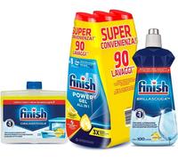 Finish Powergel Lemon 90 Lavaggi Brillantante 500ml e Curalavastoviglie Limone