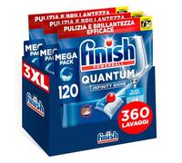 Finish Quantum Infinity Shine Pastiglie Lavastoviglie, 120 Capsule Lavastoviglie, Detergenti per Lavastoviglie per una Pulizia e Brillantezza Efficace (Confezione da 3)