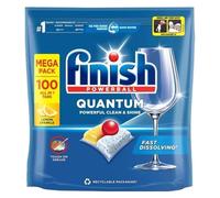 Finish Quantum Infinity Shine - Pastiglie per lavastoviglie, 100 compresse, Lemon Sparkle, potenti pastiglie detergenti Clean & Shine, resistenti alle macchie di grasso
