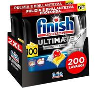 Finish Ultimate Infinity Shine Pastiglie Lavastoviglie, 200 Capsule Lavastoviglie al Limone, Pastiglie per Lavastoviglie contro lo Sporco e i Residui Incrostati
