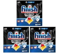 Finish Ultimate Infinity Shine Pastiglie Lavastoviglie, 80 Capsule Lavastoviglie al Limone, Pastiglie per Lavastoviglie contro lo Sporco e i Residui Incrostati (Confezione da 3)