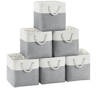 FinishingBo Fabric Cubes Storage Basket, 6 Pack 11x11 in with Handles Foldable Cube Storage Bins, for Shelves, Home, Office, Nursery Organizers