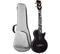 Finitura Lucida Monocorpo In Acero Fiammato Massiccio Con Pickup Incorporato E Custodia Deluxe Ukelele Principianti ukulele(Black)