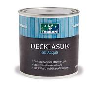 Finitura protettiva cerata all'acqua TASSANI DECKLASUR per legno antigoccia con protezione ai raggi UV vari colori - LT.0,750, TRASPARENTE
