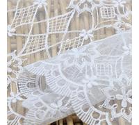 Finiture in pizzo solido, modelli assortiti di tessuto a rete da 1 metro, pizzo ricamato con fiori bilaterali for nastri fai da te for indumenti intimi(White)