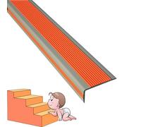 finiture per bordi di scale, Bordo for scale in gomma Finitura autoadesiva Scala gradino antiscivolo Gradini for Battistrada for interni ed esterni(Orange Gray,L 60in/1.52m)