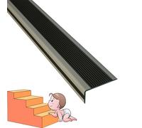 finiture per bordi di scale, Bordo for scale in gomma Finitura autoadesiva Scala gradino antiscivolo Gradini for Battistrada for interni ed esterni(Black Gray,L 150in/3.81m)