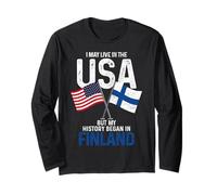Finlandese Americano La mia storia è iniziata in Finlandia Finn Pride Maglia a Manica