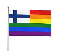 Finlandia Arcobaleno Bandiera Da Cortile Resistente Alle Intemperie Bandiere Di Benvenuto Con 2 Occhielli Bandiere Da Giardino Decorazione Per Patio Interni Esterni 90X152Cm