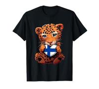 Finlandia Bandiera Carino Leopardo Finlandese Radici Finlandese Orgoglio Finlandese Finn Maglietta