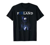 Finlandia - Bandiera della Finlandia, colore: luna piena, falò Maglietta