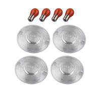 FINMOKAL Kit di lenti trasparenti per indicatori di direzione da 3 1/4" con lampadine ambra, compatibili con Harley Electra Road Glide Road King Tour Glide Heritage (4 pezzi)