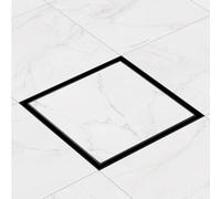 Finmrys Scarico a pavimento, quadrato, nero, opaco, piastrellabile, 10 x 10 cm, extra piatto, in acciaio inox, set completo di scarico per doccia a 360°, sifone con antiodore e filtro per capelli