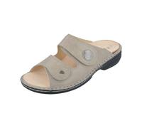 Finn Comfort Zanzibar - Ciabatte da donna, in pelle liscia, colore: tortora, beige., 38 EU Larga