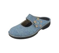 Finn Comfort Arlberg - Pantofole da donna in feltro blu beige, Blu, 38 EU Larga