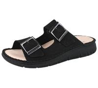 Finn Comfort FINNCO Cayman Soft - Pantofole da donna e da uomo, in pelle nabuk nera, Nero , 42 EU Larga