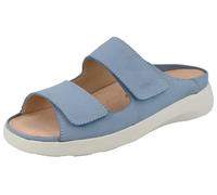 Finn Comfort Flores-Soft - Ciabatte da donna in pelle nabuk blu chiaro, Azzurro, 39 EU Larga