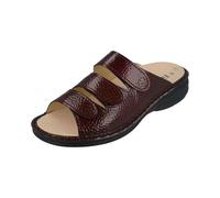 Finn Comfort Hellas - Ciabatte da donna in pelle laccata, colore: bordeaux, Colore: rosso, 42 EU Larga