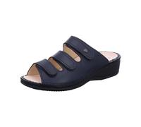 Finn Comfort Pisa 2501-827434 - Pantolette Classic, linea Nightblue (blu scuro), in pelle nabuk stampata, colore: Blu, Blu, 42 EU Larga