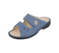 Finn Comfort SANSIBAR Blu Pantolette Comode Suola Calzata In Pelle Liscia