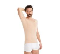 FINN Maglia Intima Anti-Sudore Uomo con Scollo a V e Assorbenti Ascellari Contro Sudorazione Eccessiva - Canottiera con Protezione Garantita Contro Macchie di Sudore e Cattivo Odore Color Pelle S