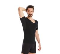 FINN Maglia Intima Anti-Sudore Uomo con Scollo a V e Assorbenti Ascellari Contro Sudorazione Eccessiva - Canottiera con Protezione Garantita Contro Macchie di Sudore e Cattivo Odore Nero M