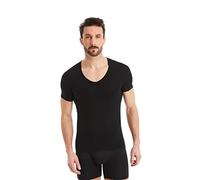 FINN Maglia Intima Funzionale per Uomo con Scollo a V - T-Shirt Anti-Sudore con Inserti Contro Le Macchie di Sudore - Canottiera a Maniche Corte in Tessuto Originale Lenzing® Modal Nero L