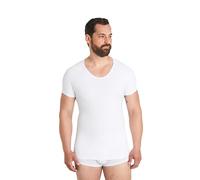 FINN Maglietta a Compressione Senza Cuciture da Uomo con Effetto Snellente, a Maniche Corte Modellante Senza Cuciture, Forte Shapewear per Una Pancia Piatta, Bianco, L