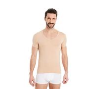 FINN Maglietta Intima Business Uomo a Manica Corta con Scollo a V - Maglia Sottogiacca in Originale Tessuto Lenzing® Modal - La T-Shirt Perfetta sotto Camicia e Abito Color Pelle Nude XL