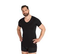 FINN Senza Cuciture, a Compressione, da Uomo, Senza Cuciture, Modellante, a Maniche Corte, Forte Body Shapewear, Nero, L