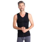 FINN Shapewear - Maglietta a compressione da uomo con chiusura lampo, extra forte per la pancia e il body shaper da uomo, maglietta intima per pancia piatta e migliore postura, Nero , L