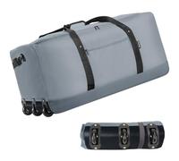 Finnhomy 120L Foldable Rolling Duffel Bag with 3 Wheels, Light Weight Travel Duffel bag with Large Loading Capacity, 32 inch Rolling Duffel bag with Shoulder Strap for Travel Camping Sports, Grey