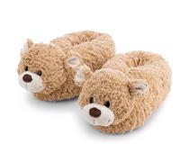 Finni 62970 - Calde Pantofole in Peluche con musetto di Orso, per Bambini e Adulti, con Suola Antiscivolo, Misura 36-39 (M), Color Caramello