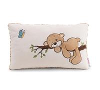 Finni 62974 - Morbido Cuscino in Tessuto Peluche per Bambini e Adulti, Ideale per casa, Asilo o in Viaggio, Motivo: Orso, 43 x 25 cm, Color Caramello